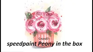 Speed paint Peony in the box Пионы акварелью