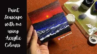 Step by step tutorial of acrylic painting on canvas for beginners | Paint Seascape #acrylicpainting