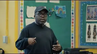 Derrick Adams Visits Studio in a School at P.S. 93 in Brooklyn