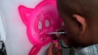 How to airbrush kirby on a t-shirt.