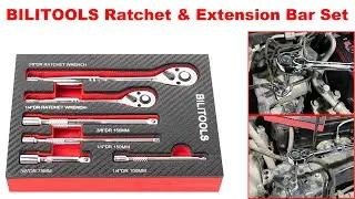 Ratchet Set with Extension Set 1/4", 3/8" Drive Quick-Release Head 72-Tooth CR-V