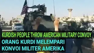 Kurdish People Throw American Military Convoy
