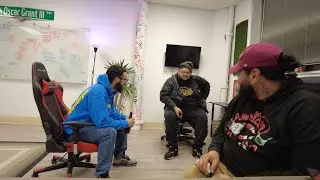 Making beats and freestyling