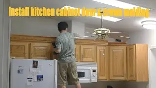 install custom kitchen cabinet door & crown molding