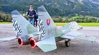HUGE MIG-29 RC TURBINE JET WITH FIRE AND SMOKE FLIGHT DEMONSTRATION