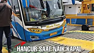 HEBOH..‼️BUS MADU KISMO HANCUR BEMPER SAAT NAIK KAPAL DI PELABUHAN MERAK
