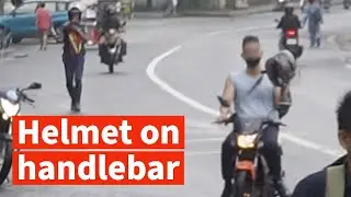 Helmet on the handlebar