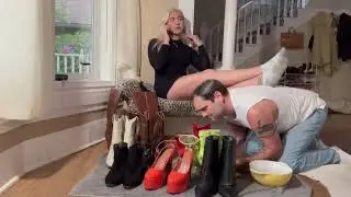 Polishing Domineering Goddess Miley’s Shoes Again!!