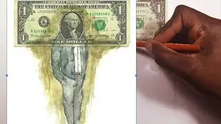 Trick Art Drawing Money on paper