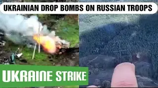 Ukrainian Paratroopers drop bombs on Russian armoured personnel carriers