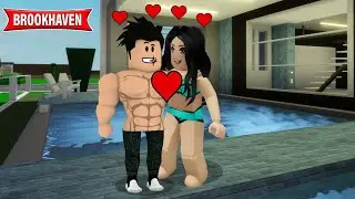 FUI MUSCULOSO NA FESTA DA PISCINA E BEIJEI A GAROTA MAIS LINDA NO BROOKHAVEN RP (Roblox)