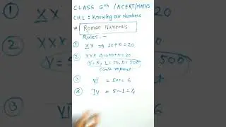 Roman numerals Rules  / CH -1:Knowing our numbers / class 6th /maths/ncert
