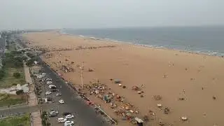 TOP VIEW OF MARINA BEACH CHENNAI TAMILNADU INDIA