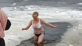 BATHING ICE WATER SWIMMING #03 ICE HOLE BATHING | COLD WATER | SWIMM WINTER EPIPHANY BAPTISM 2024