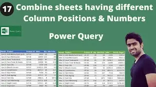 How to Combine sheets having different Column Positions and Numbers in Excel Power Query