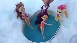 Энчантималс в зимнем бассейне / закаливание кукол 