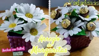 ARREGLO de MARGARITAS 🌼 de FIELTRO / Detalle para MAMÁ ❤️ / COLABORATIVO / FÁCIL // Varianidades :D