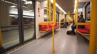 Poland, Warsaw, metro ride from Służew to Słodowiec, 2X OTIS escalator