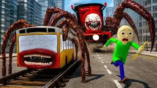 OMG! RUN BALDI! 😱 CHOO CHOO CHARLES Is Hunting BUS EATER & BALDI In GMOD | Florina EP 8