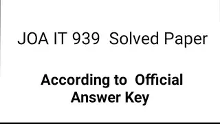 Joa it 939 solved part 1