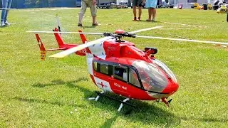 HUGE RC EC-145 REGA SCALE MODEL TURBINE HELICOPTER / FLIGHT DEMONSTRATION