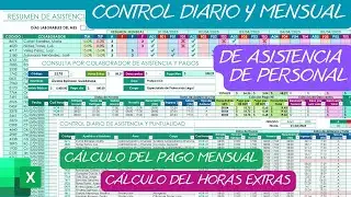 CONTROL DE ASISTENCIA DE PERSONAL📆en Excel✅Sueldos y Horas Extras