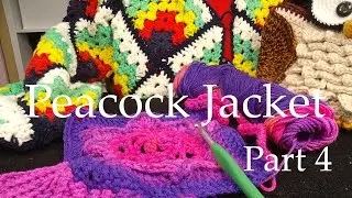 Peacock  jacket  pt4 - crochet cuffs and ribbings
