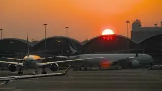 sunset at hong kong international airport | 4K Footage