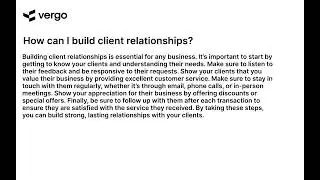 Building Client Relationships: A Guide