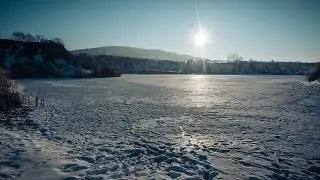 Frozen winter lake sunrise on snow in 4K ☀❄ - Relaxing backgrounds - Hintergründe zum Entspannen