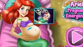NEW Игры для детей—Disney Принцесса Беременная Ариэль на осмотре у врача—мультик для девочек