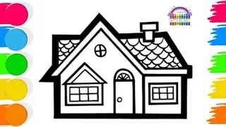 How to draw a cute house easy step by step for beginners | House drawing and coloring tutorials