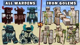 All Iron Golems vs All Wardens in Minecraft - Mutant & Titan Wardens vs Mutant Titan Iron Golems v2