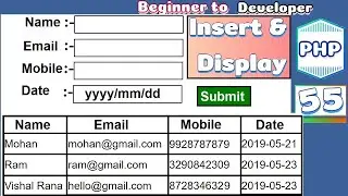 Insert data into database and display in HTML table using PHP and MYSQL | Tutorial - 55