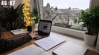 8 HOUR STUDY WITH ME  | Background noise, 10 min Break, No music, Study with Merve 1