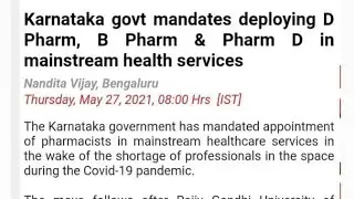 Karnataka Govt to Utilise Pharmacy Graduates in Covid Health services