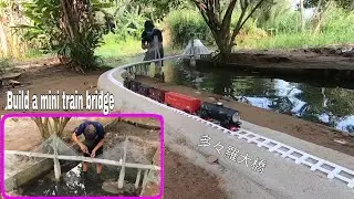 Mini construction stayed cable bridge (Tatara Bridge,Mount Fuji) Steam locomotive | ミニ構造の斜張橋 (多々羅大橋)
