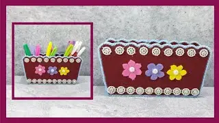 Cara Membuat Tempat Pensil dari Kardus dan Kain Flanel | How To Make Pen Holder from Cardboard