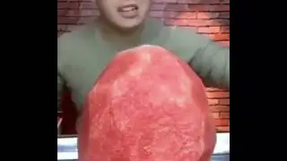 guy eats watermelon in one second