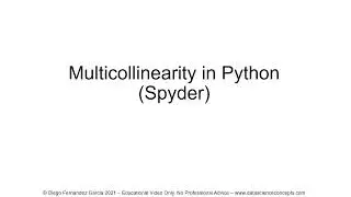 Multicollinearity. Variance Inflation Factor in Python (Spyder)