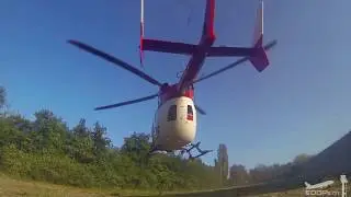 [Sehr nah] Rettungshubschrauber wendet über GoPro