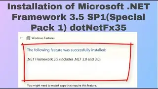 How to Install  Microsoft .NET Framework 3.5 SP1 ( Special Pack 1)   dotNetFx35 | Bharath Workspaces