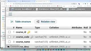 RoomC101-Web Application Development-Create course table and display course data | 05-07-2024