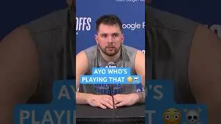 Luka Doncic’s reaction to his press conference being interrupted by someone’s phone 😭