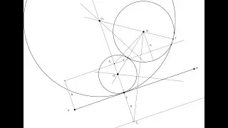 Circunferencias tangentes a segmento, por el punto de tangencia y a circunferencia y radio dado