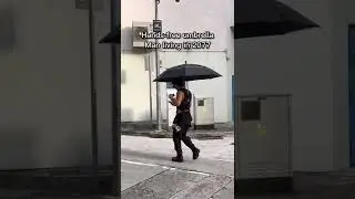 Hands-free umbrella - Man living in 2077