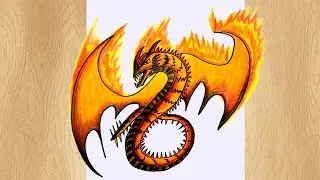 Drawing a Dragon With Fire on Wings and Whole Body I  Dragon Drawing Tutorial By Rio Art Club