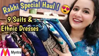9 Beautiful SUITS & Ethnic DRESSES Haul | Anarkali Suit, Sharara Suit, Embroidered Suit & Dresses