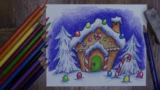 Pencil color - Gingerbread house - Virtual McArt