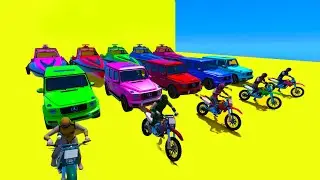 GTAV SPIDERMAN Epic New Stunt Race Challenge /SUPERHERO Yellow, Pink, Red, Blue, Green Monster Truck
